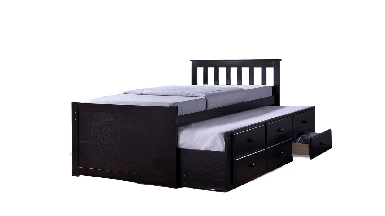 Mayace Brown Wood Twin Bed & Trundle