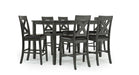 Palm Springs Gray Wood Bar Height 7pc Dining Table & Chair Set