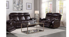 Perfiel Brown Leather Match Reclining Loveseat