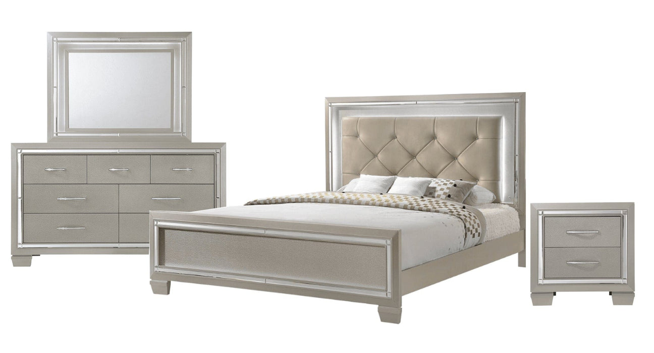 Platinum Wood And Upholstered Queen Bedroom Set