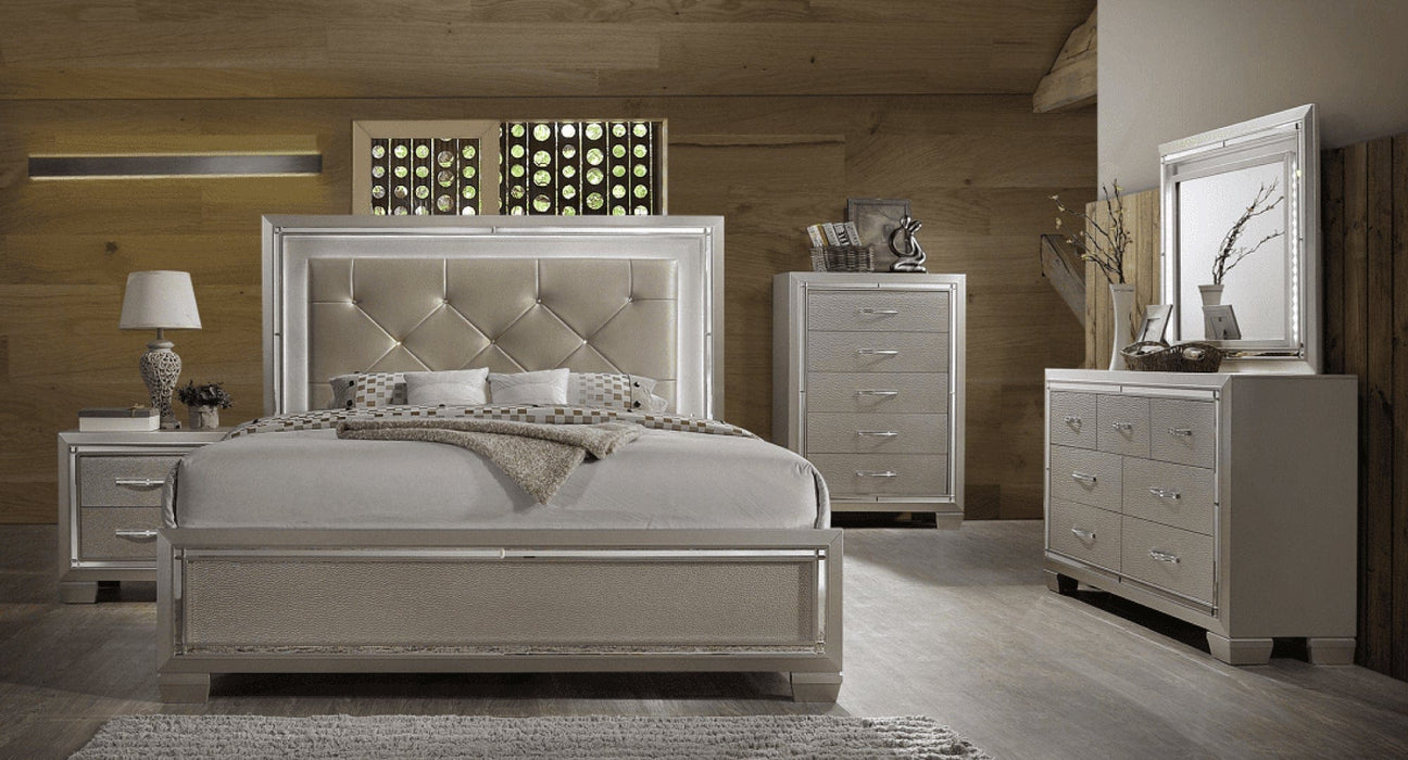 Platinum Wood And Upholstered Queen Bedroom Set