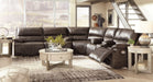 Ricmen Brown Faux Leather Power Recliner Sectional