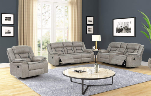 Roswell Platinum Faux Leather Reclining Sofa And Loveseat Set