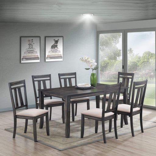 Santa Cruz Gray Wood And Upholstered Standard Height 7pc Dining Table