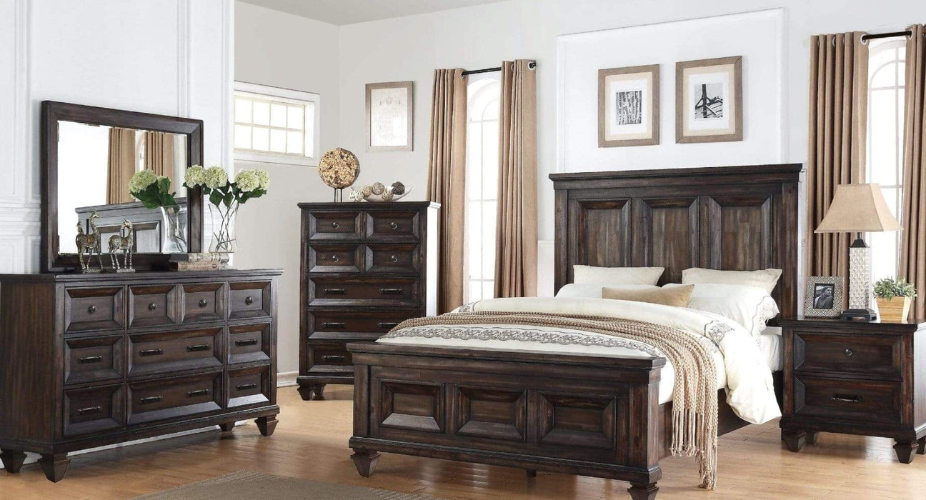 Sevilla Brown Wood Queen Bed