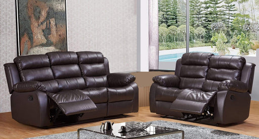 SF1150 Brown Faux Leather Reclining Sofa And Loveseat Set