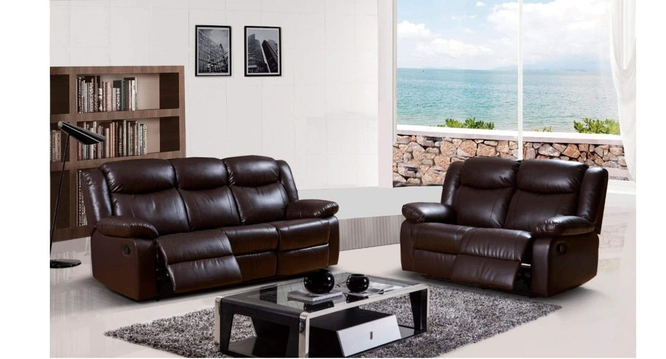 SF1251 Brown Faux Leather Recliner Sofa & Loveseat Set