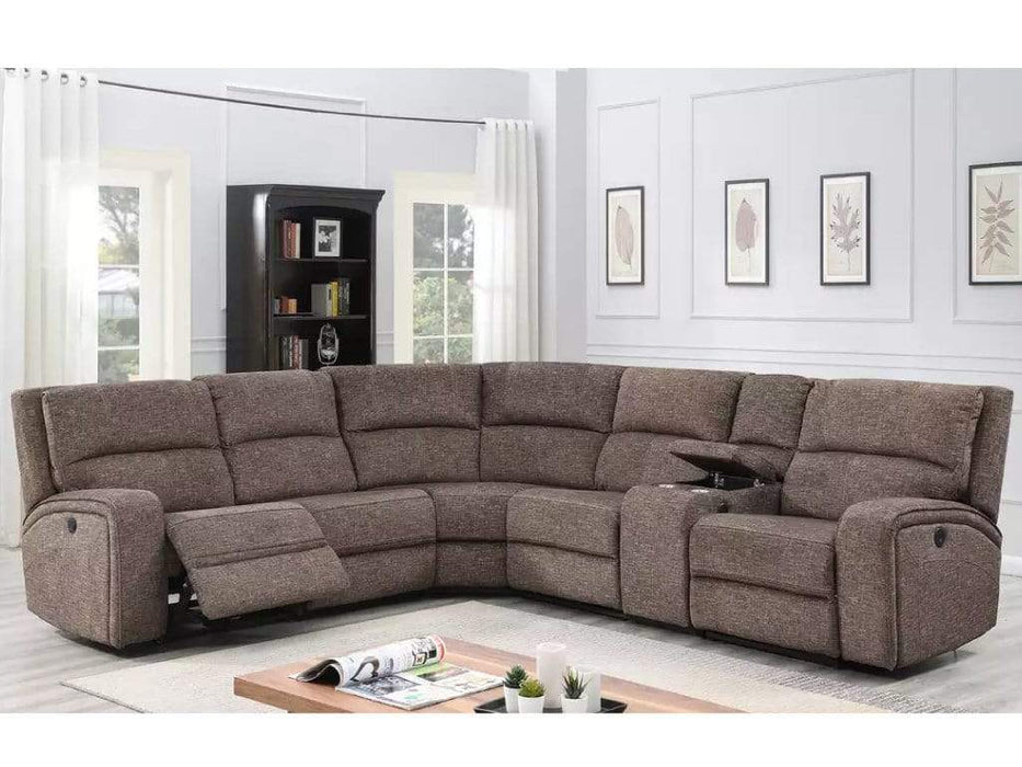 Solari Brown Fabric Power Recliner Sectional