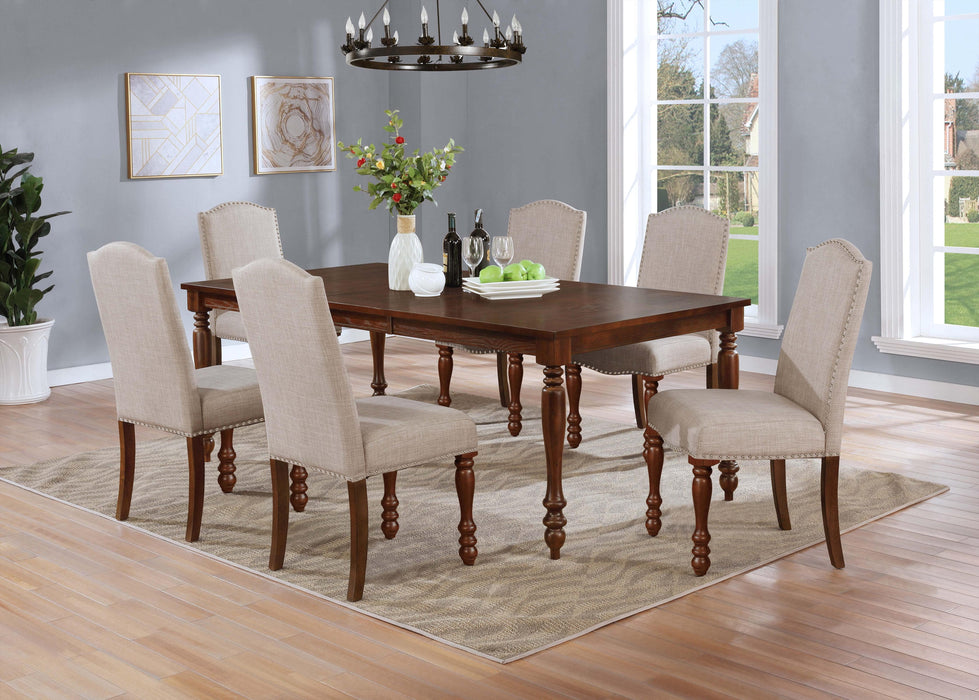 Thayer Brown Wood And Upholstered Standard Height 7pc Dining Table &
