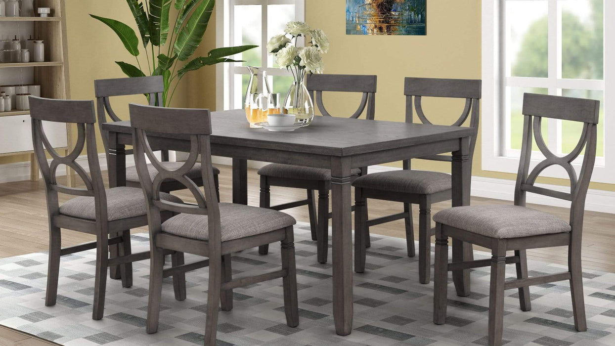 Waco Gray Wood Standard Height 7pc Dining Table & Chair Set