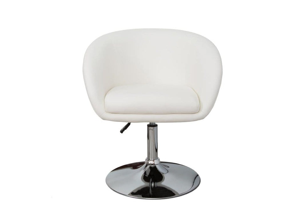 White Faux Leather Vanity Stool