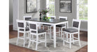 White Wood Bar Height 7pc Dining Table & Chair Set