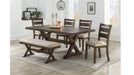 Whitney Brown Wood Standard Height 6pc Dining Table, Chair & Bench Se