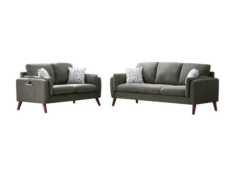 Winston Gray Polyester Blend Sofa & Loveseat Set