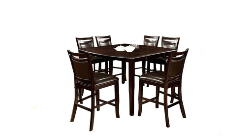 Woodside II Brown Wood And Upholstered Counter Height 7pc Dining Tabl