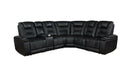 Zane Black Faux Leather Power Recliner Sectional Sofa