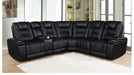 Zane Black Faux Leather Power Recliner Sectional Sofa